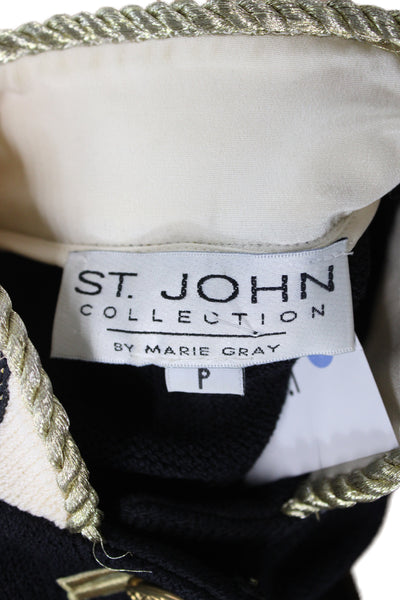 St. John Collection By Marie Gray Womens Military Jacket Black Wool Size S