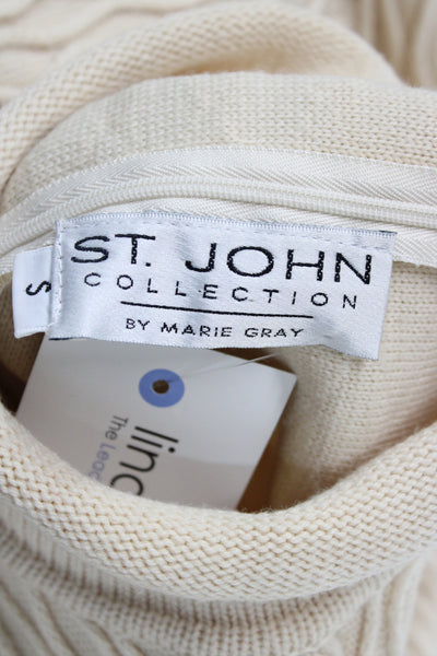 St. John Collection By Marie Gray Women Pullover Ivory Mock Neck Size S