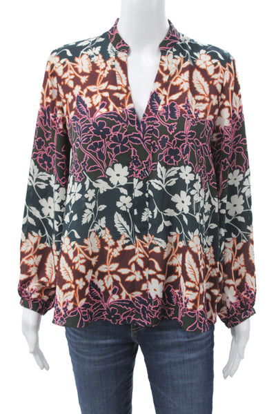 Rachel Rachel Roy Womens Tunic Floral V-Neck Long Sleeve Multicolor Size S