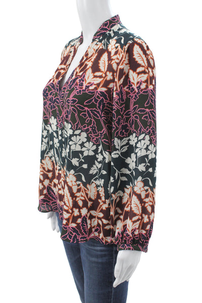 Rachel Rachel Roy Womens Tunic Floral V-Neck Long Sleeve Multicolor Size S