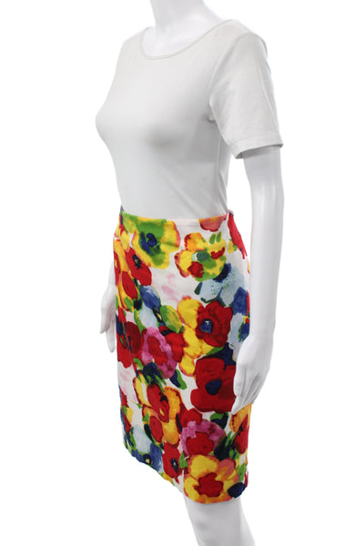 Carmen Marc Valvo Women Multicolor Floral Pencil Mini Skirt Size M