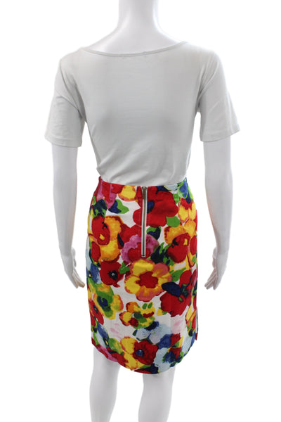 Carmen Marc Valvo Women Multicolor Floral Pencil Mini Skirt Size M