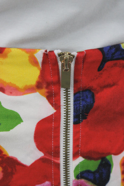Carmen Marc Valvo Women Multicolor Floral Pencil Mini Skirt Size M