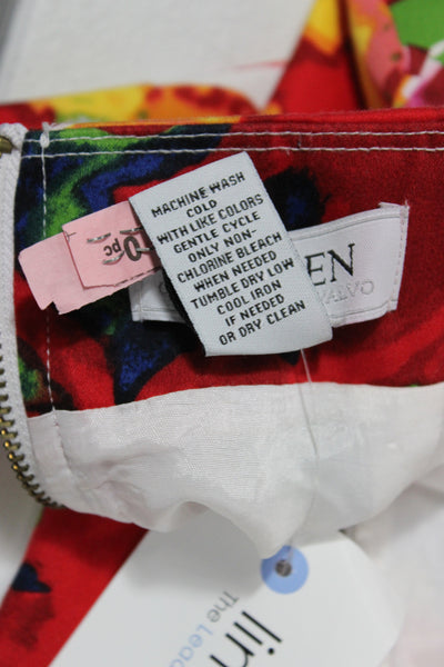 Carmen Marc Valvo Women Multicolor Floral Pencil Mini Skirt Size M