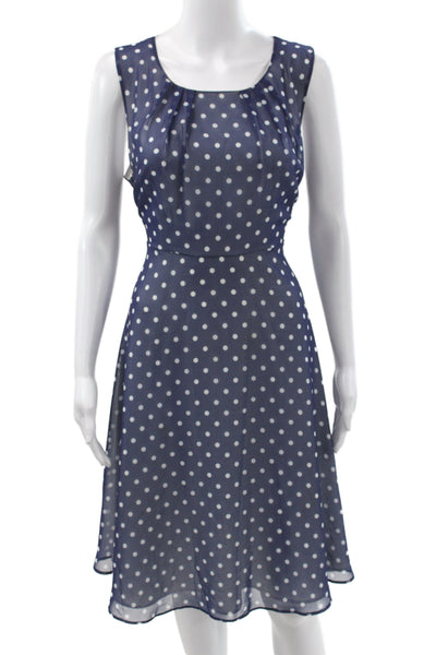 Pietro Brunelli Women Blue Polka Dot Maternity A-Line Sleeveless Dress Size M