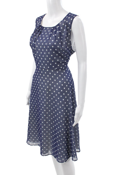 Pietro Brunelli Women Blue Polka Dot Maternity A-Line Sleeveless Dress Size M