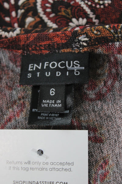 En Focus Studio Women Shift Dress Multi Paisley Scoop Neck 3/4 Sleeve Size 6