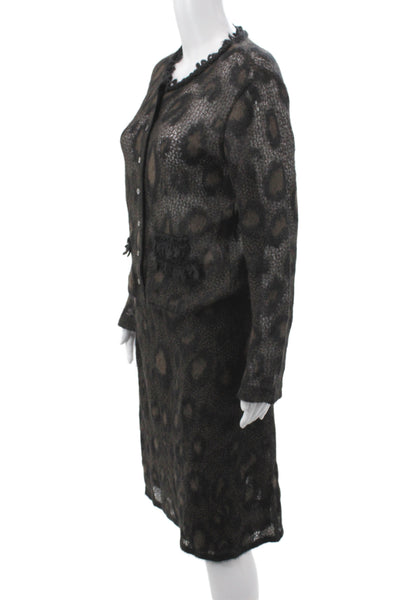 Marccain Women Skirt Suit Black Mohair Animal Print Knee Length Size 8
