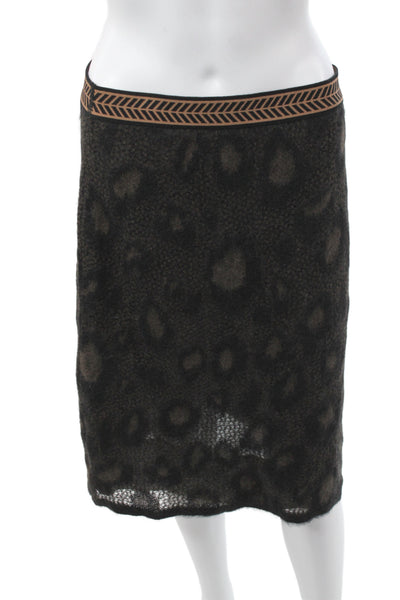 Marccain Women Skirt Suit Black Mohair Animal Print Knee Length Size 8