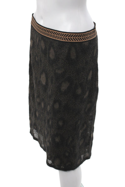 Marccain Women Skirt Suit Black Mohair Animal Print Knee Length Size 8
