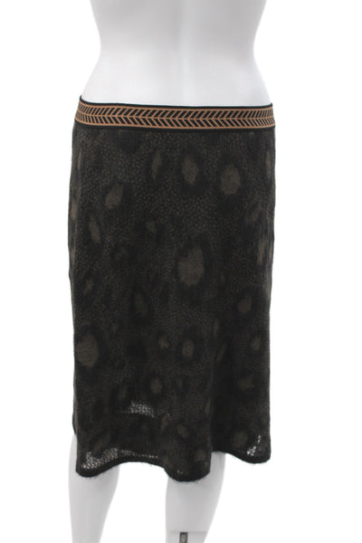 Marccain Women Skirt Suit Black Mohair Animal Print Knee Length Size 8