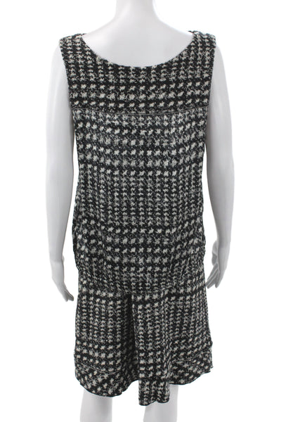 Marccain Women Houndstooth Shift Set Black Wool Boat Neck Knee Size 12