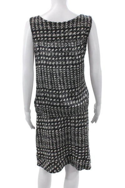 Marccain Women Houndstooth Shift Set Black Wool Boat Neck Knee Size 12