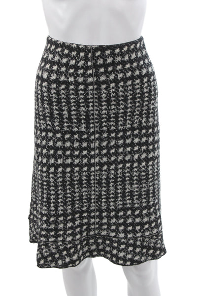Marccain Women Houndstooth Shift Set Black Wool Boat Neck Knee Size 12