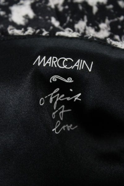 Marccain Women Houndstooth Shift Set Black Wool Boat Neck Knee Size 12