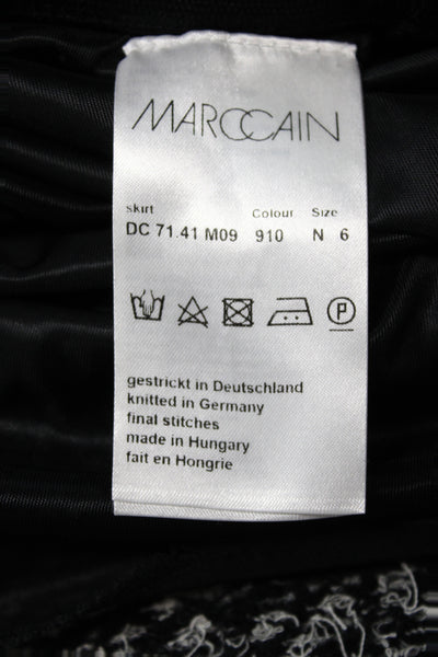 Marccain Women Houndstooth Shift Set Black Wool Boat Neck Knee Size 12