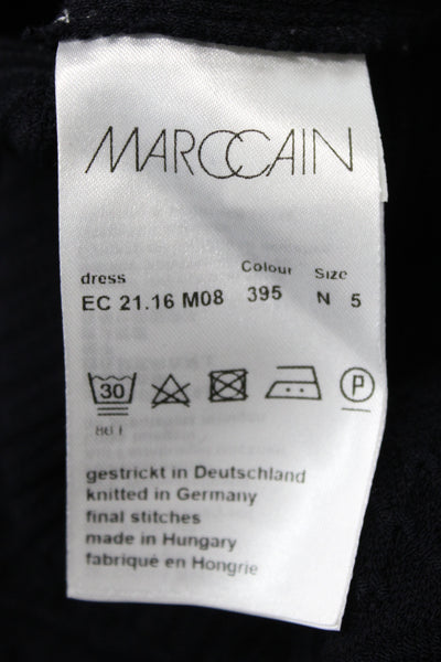 Marccain Womens Black Sheath Dress Short Sleeve Round Neck Knee Length Size 8