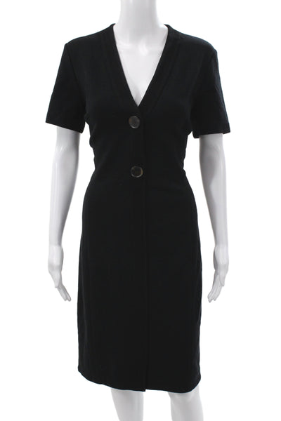 Marccain Women Sheath Dress Black V-Neck Short Sleeve Above Knee Size 8