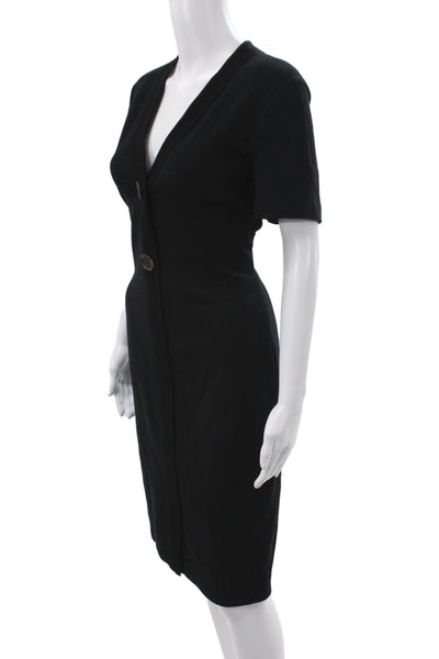 Marccain Women Sheath Dress Black V-Neck Short Sleeve Above Knee Size 8