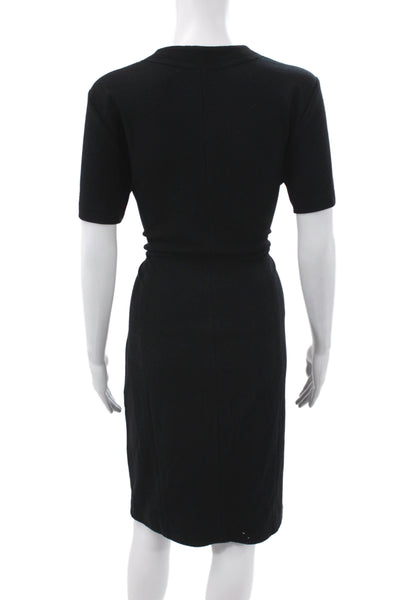 Marccain Women Sheath Dress Black V-Neck Short Sleeve Above Knee Size 8