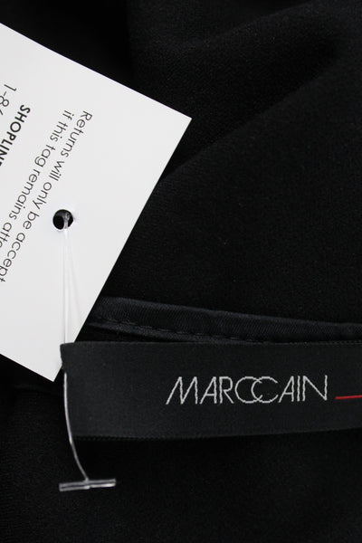Marccain Women Sheath Dress Black V-Neck Short Sleeve Above Knee Size 8