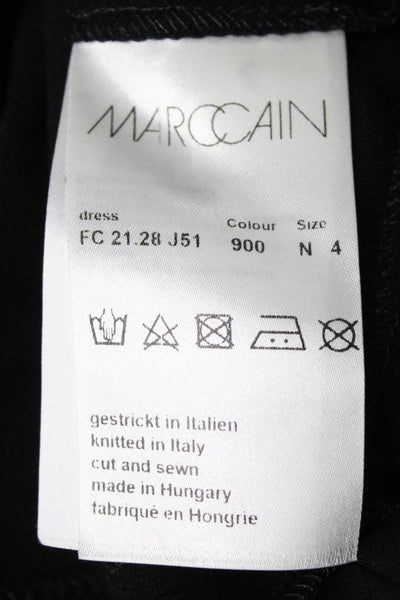 Marccain Women Sheath Dress Black V-Neck Short Sleeve Above Knee Size 8