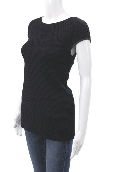 Marccain Women Basic Black T-Shirt Scoop Neck Short Sleeve Size 6