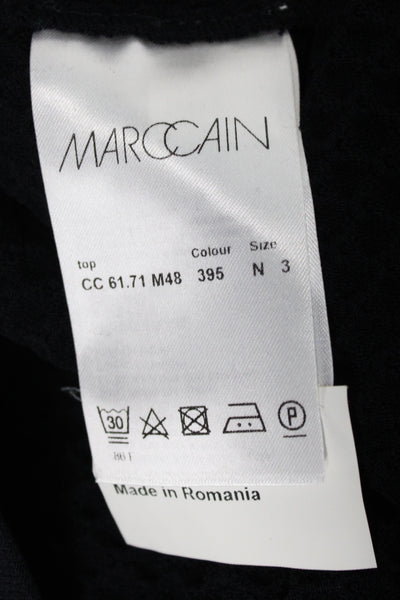 Marccain Women Basic Black T-Shirt Scoop Neck Short Sleeve Size 6