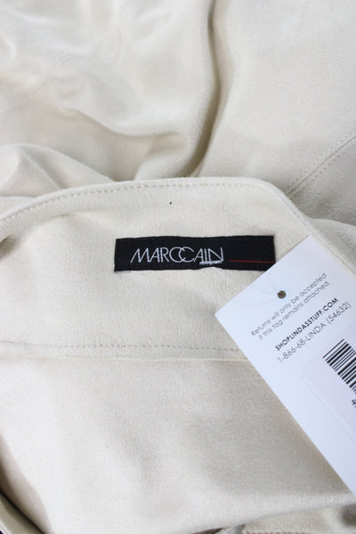 Marccain Women Basic Lace Up 3/4 Sleeve Round Neck Beige T-Shirt Size 6
