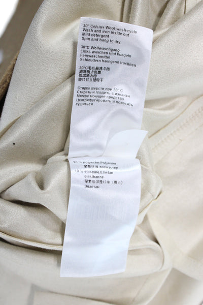 Marccain Women Basic Lace Up 3/4 Sleeve Round Neck Beige T-Shirt Size 6