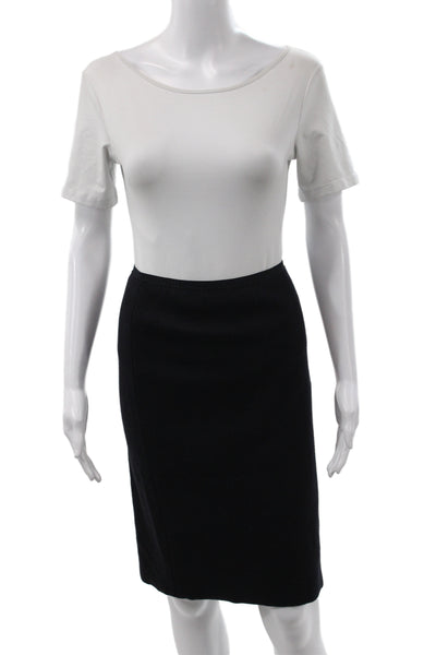 Marccain Women Straight Pencil Skirt Black Virgin Wool Knee Length Size 12