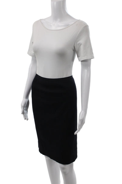 Marccain Women Straight Pencil Skirt Black Virgin Wool Knee Length Size 12