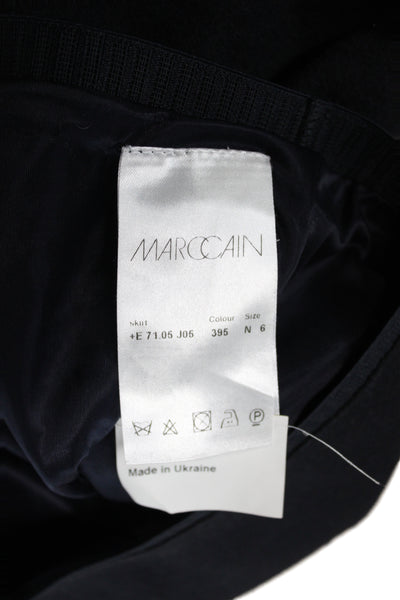 Marccain Women Straight Pencil Skirt Black Virgin Wool Knee Length Size 12