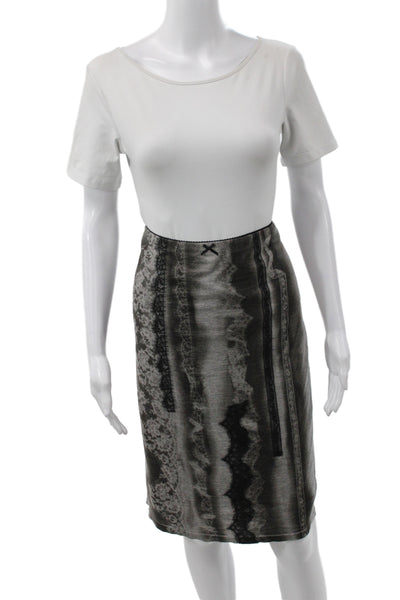Marccain Women Straight Pencil Lace Knee Length Pull On Black Skirt Size 10