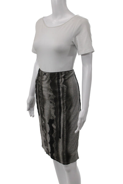 Marccain Women Straight Pencil Lace Knee Length Pull On Black Skirt Size 10