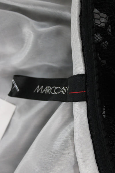 Marccain Women Straight Pencil Lace Knee Length Pull On Black Skirt Size 10