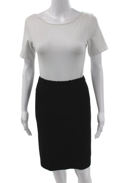 Marccain Women Pencil Skirt Black Virgin Wool Pull On Size 10