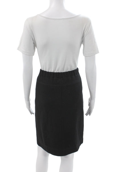 Marccain Women Pencil Skirt Black Virgin Wool Pull On Size 10