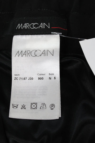 Marccain Women Pencil Skirt Black Virgin Wool Pull On Size 10