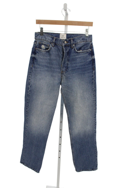 Anine Bing Women Straight Blue High Rise Cotton Jeans Size 27