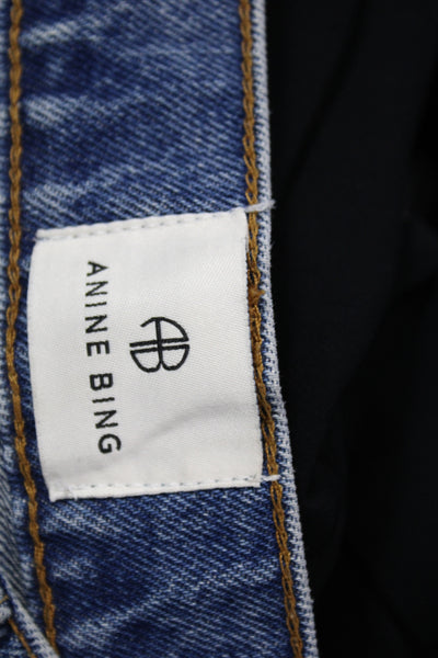 Anine Bing Women Straight Blue High Rise Cotton Jeans Size 27