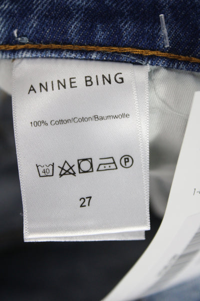 Anine Bing Women Straight Blue High Rise Cotton Jeans Size 27