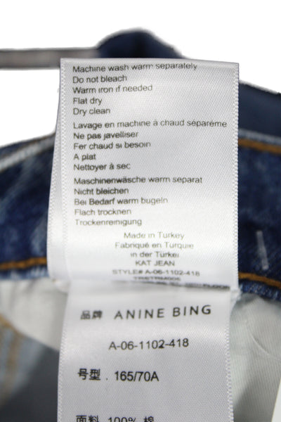 Anine Bing Women Straight Blue High Rise Cotton Jeans Size 27