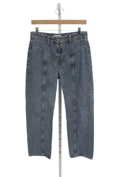 Zara Women Straight High Rise Jeans Blue Cotton Size 6