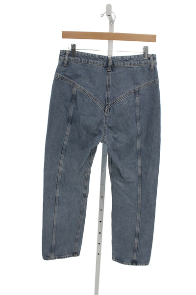 Zara Women Straight High Rise Jeans Blue Cotton Size 6