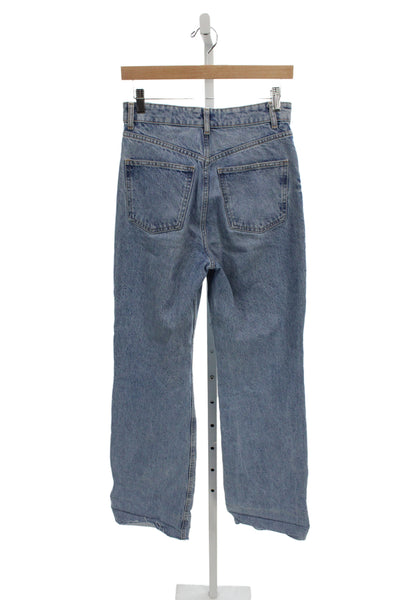 Zara Women High Rise Straight Jeans Blue Cotton Size 4