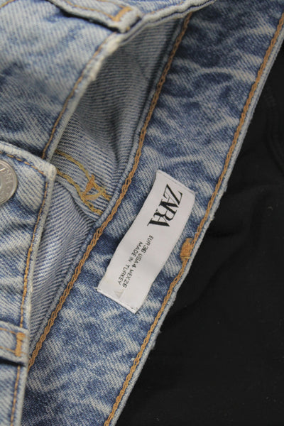 Zara Women High Rise Straight Jeans Blue Cotton Size 4