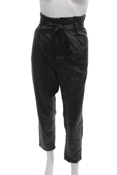 Lucy Paris Womens Paperbag Faux Leather Pants Black Size M