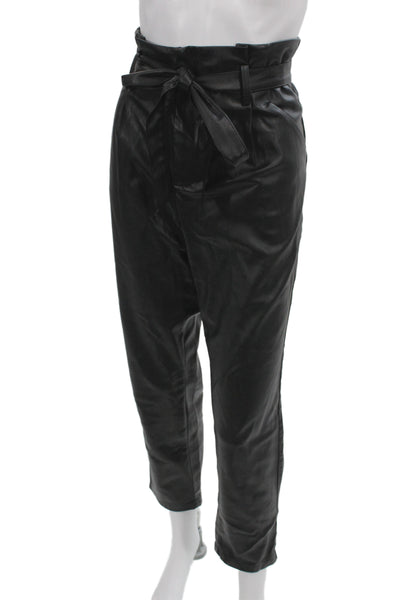 Lucy Paris Womens Paperbag Faux Leather Pants Black Size M