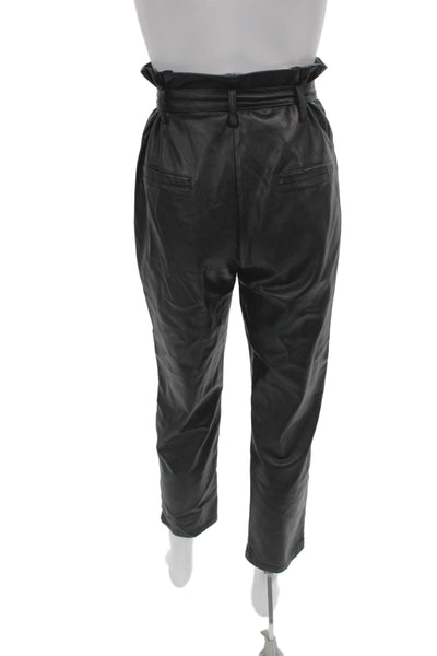 Lucy Paris Womens Paperbag Faux Leather Pants Black Size M